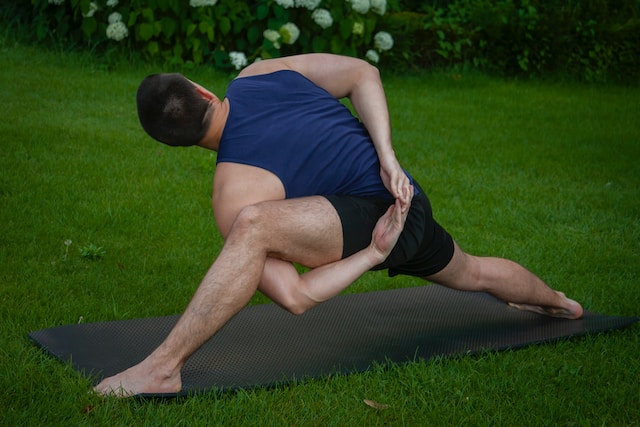 flexibility and mobility. Man stretching